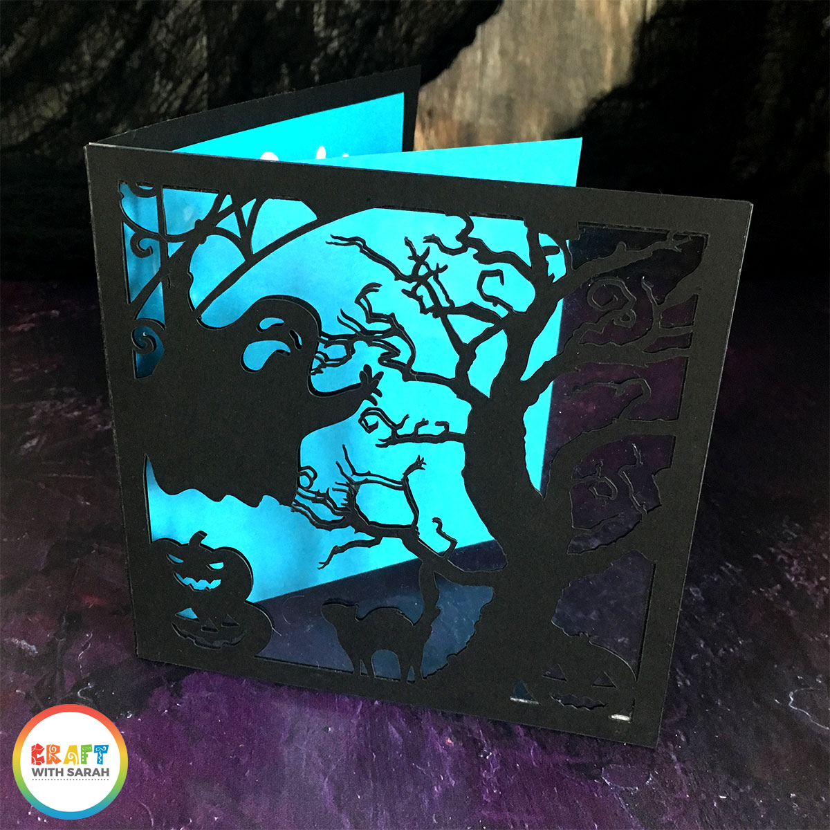 Halloween acetate window card made with Cricut