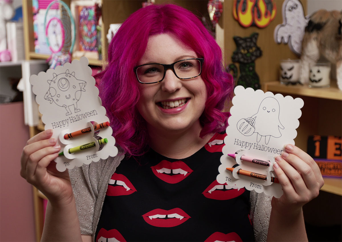 Halloween coloring cards to make with Cricut