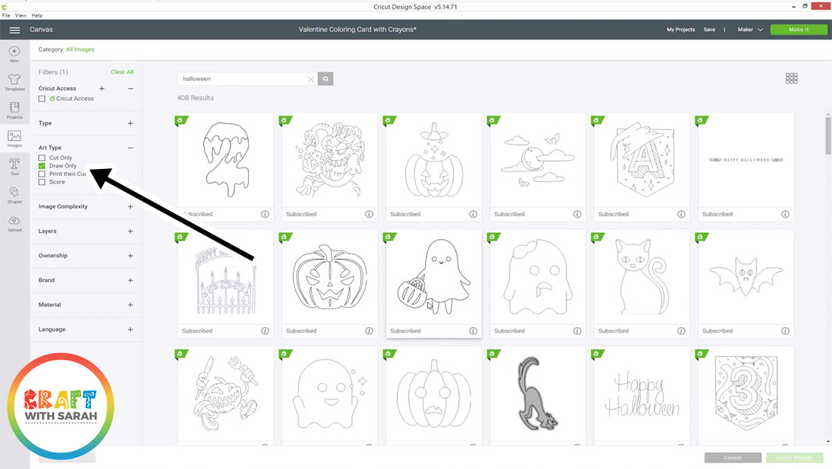 Draw-only Halloween images in Design Space