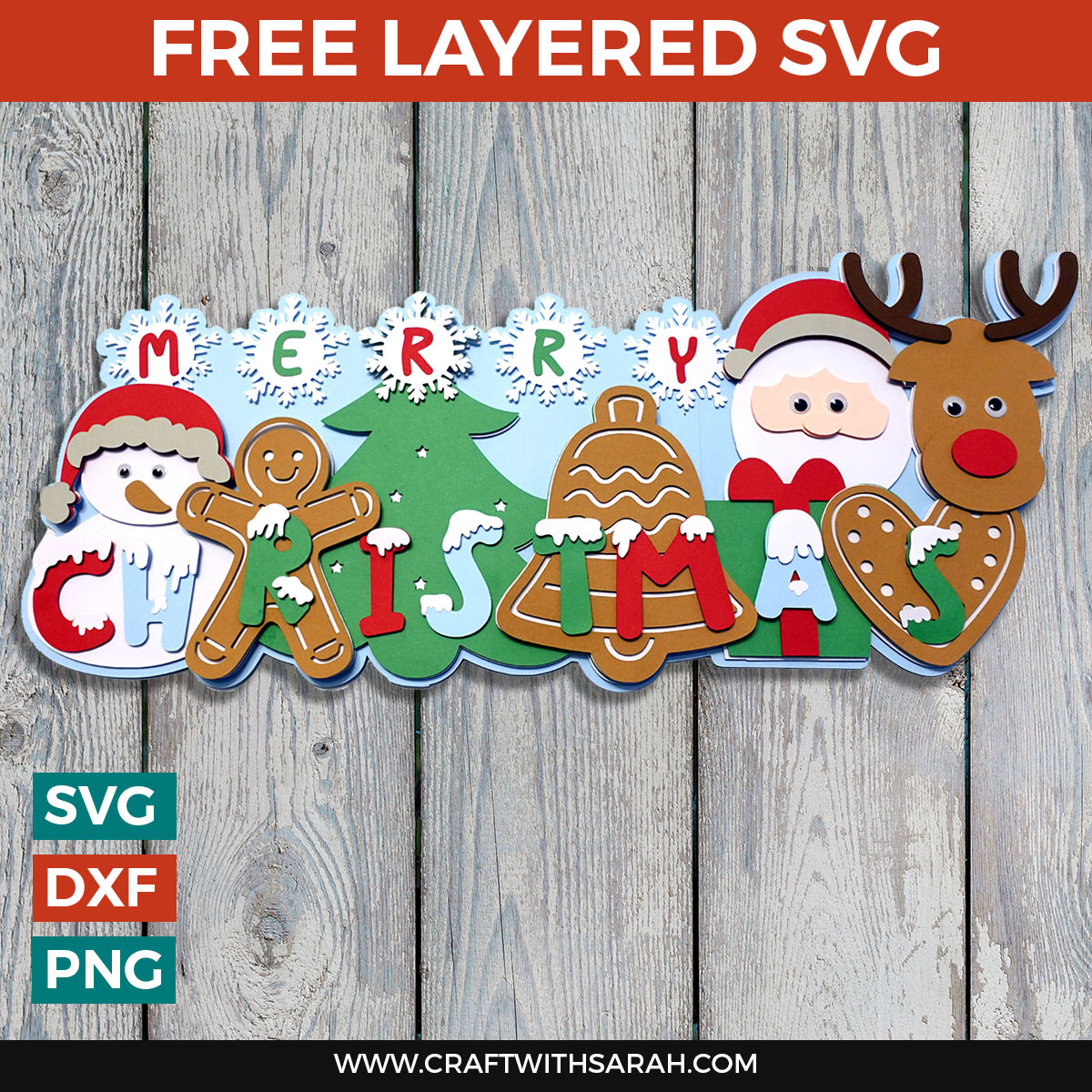 HUGE Merry Christmas Layered SVG Wall Art