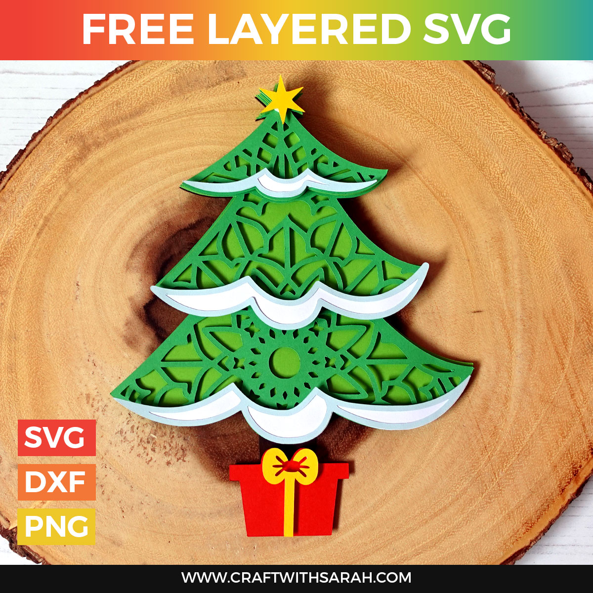 Christmas Tree Free Layered SVG | Craft With Sarah