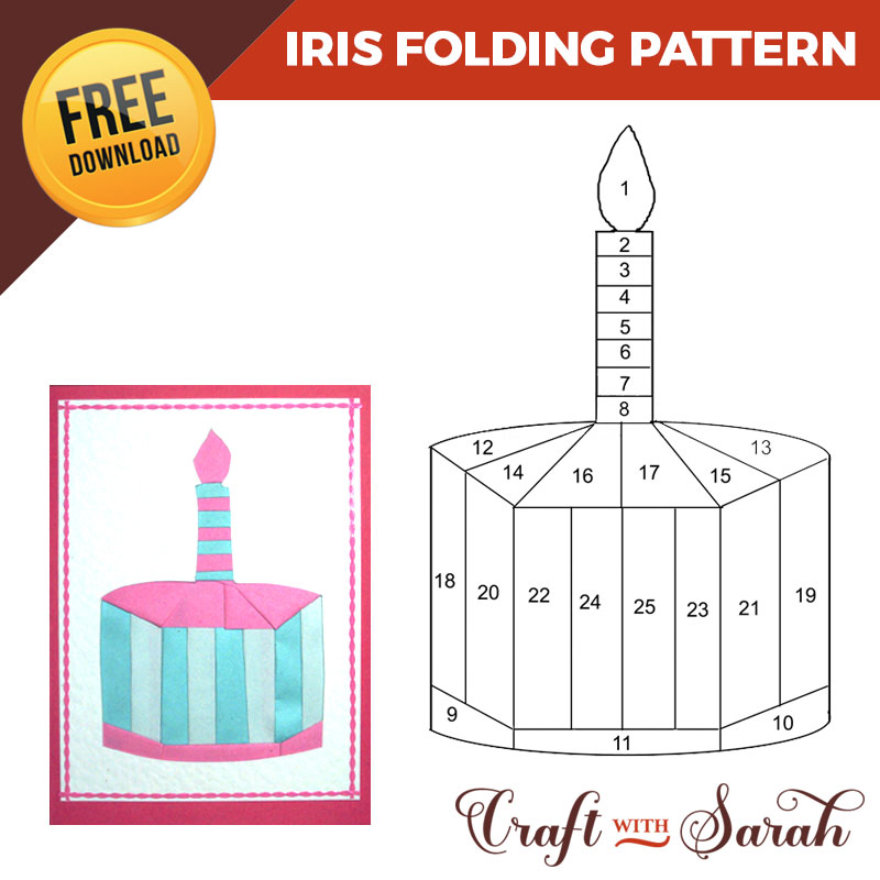 Free Birthday Cake Iris Folding Pattern