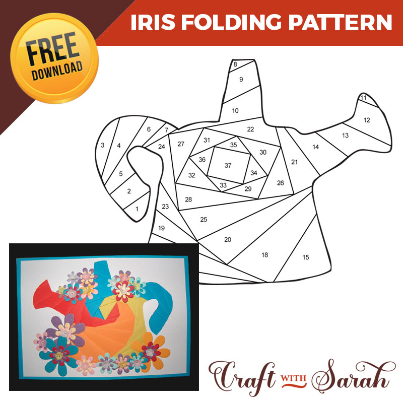 Free Watering Can Iris Folding Pattern