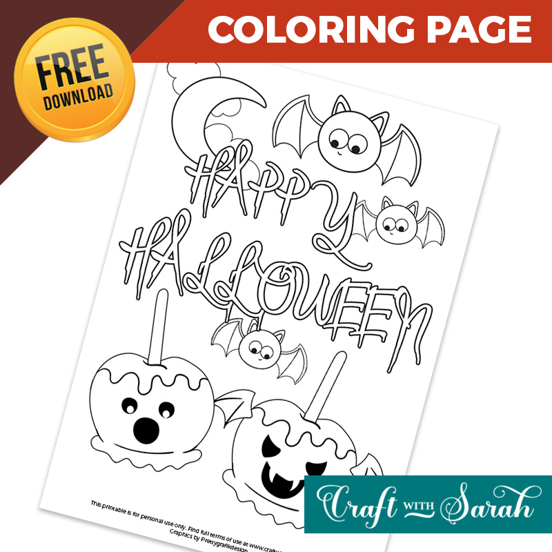 Free Spooky Candy Apples Colouring Page