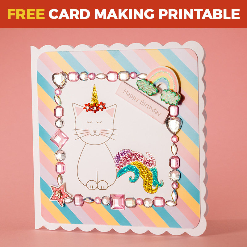 Free Caticorn Birthday Card