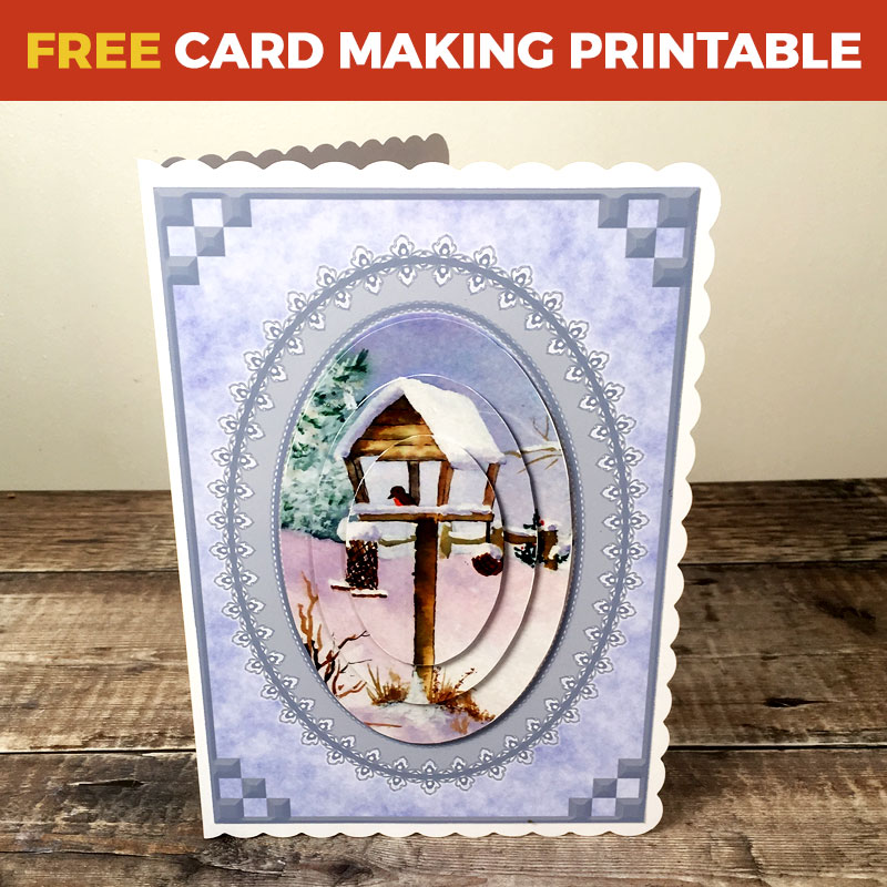 Free Watercolour Snow Scene Pyramage Card