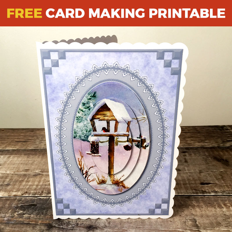 Free Watercolour Snow Scene Pyramage Card