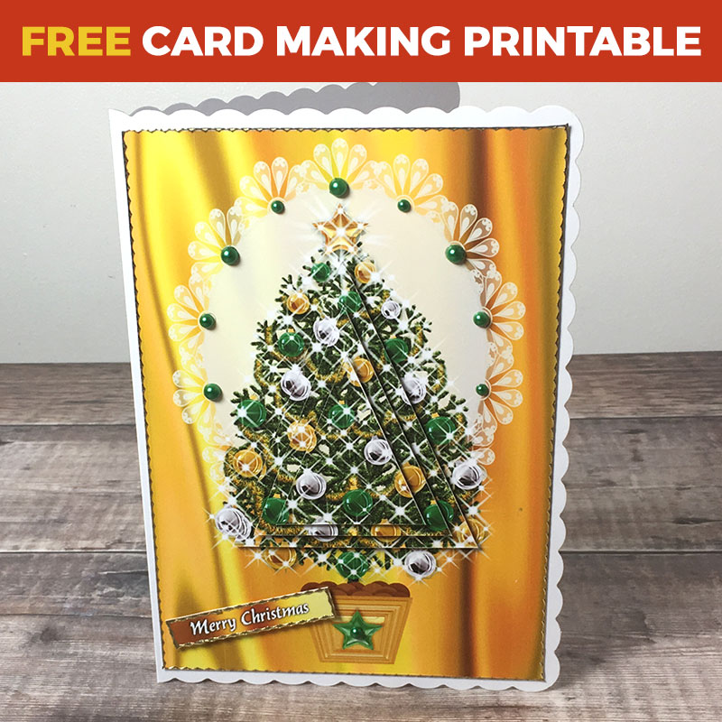 Free Golden Christmas Tree Pyramid Card