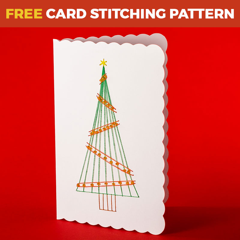 Free Beaded Christmas Tree Card Stitching