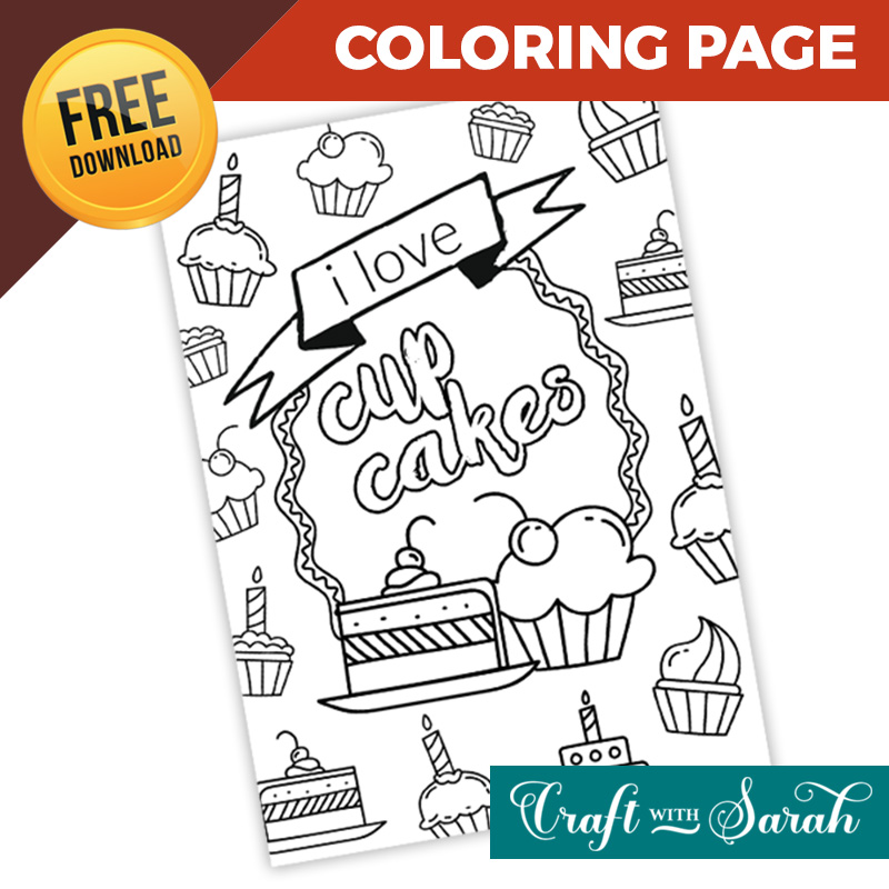 Free Cupcakes Coloring Page