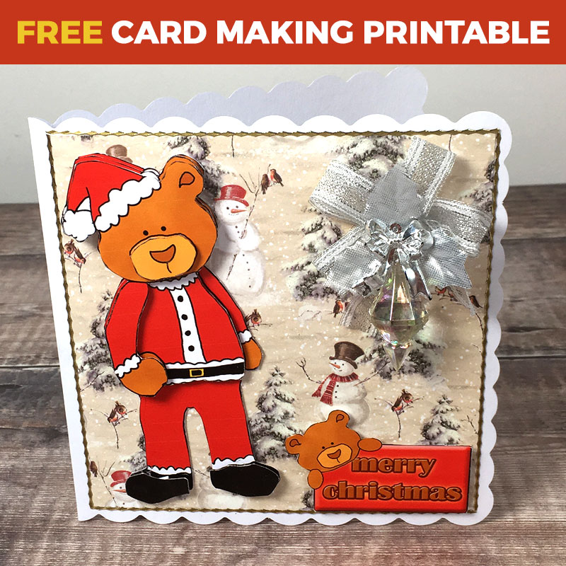 Free Christmas Bear Decoupage Toppers