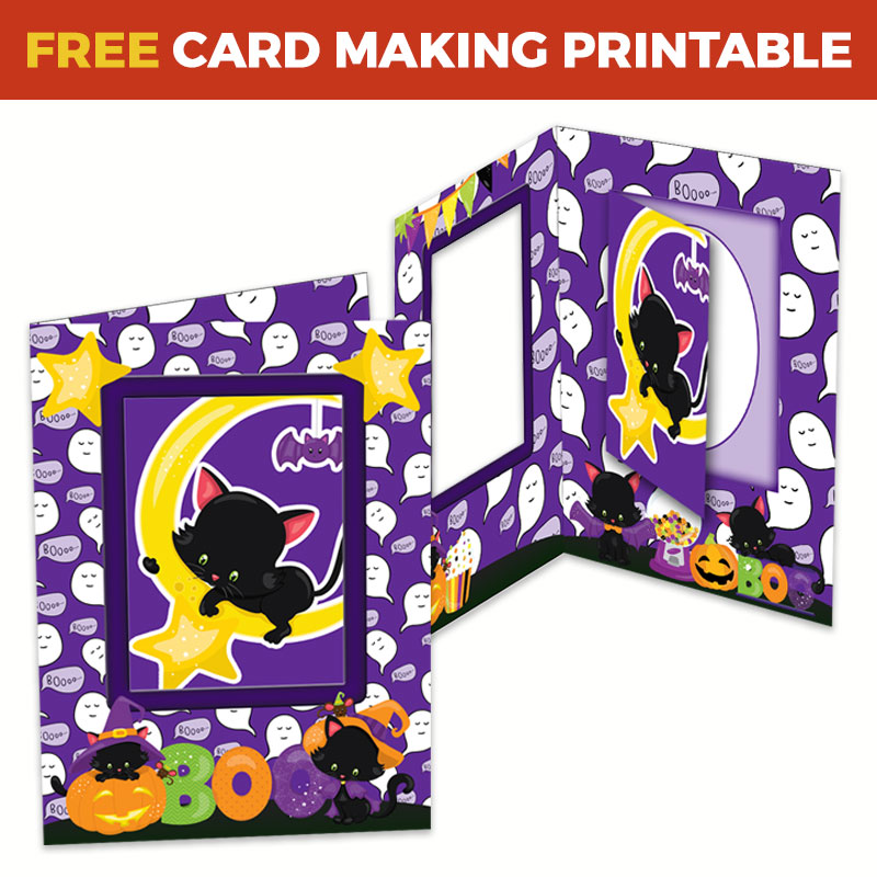 Free Halloween Cat Card-in-a-Card