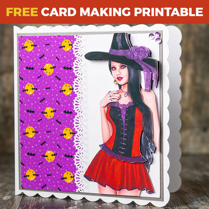 Free Pretty Witch Halloween Decoupage