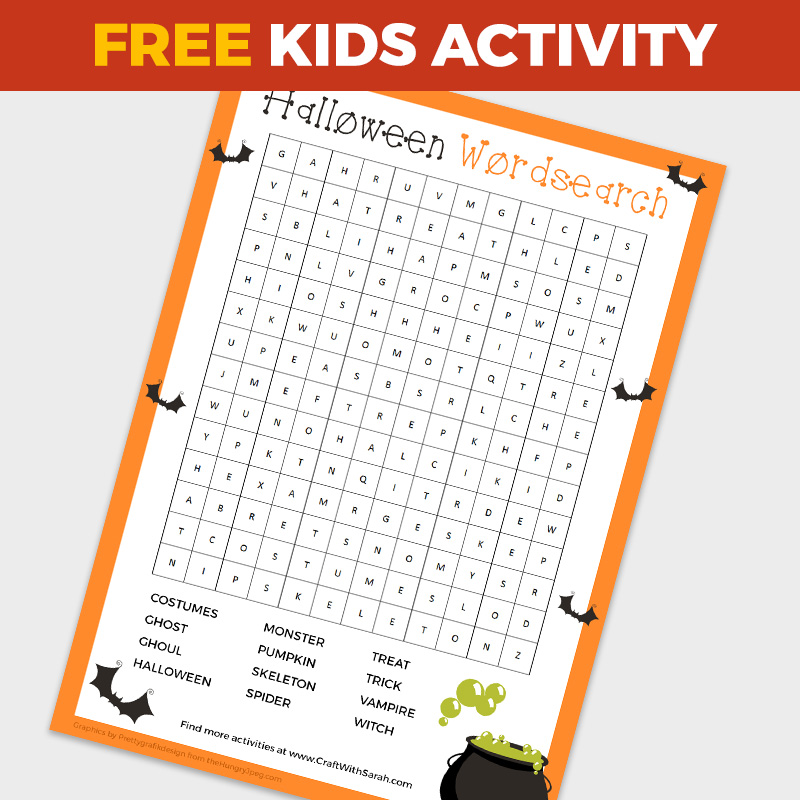 Free Halloween Word Search Game for Kids