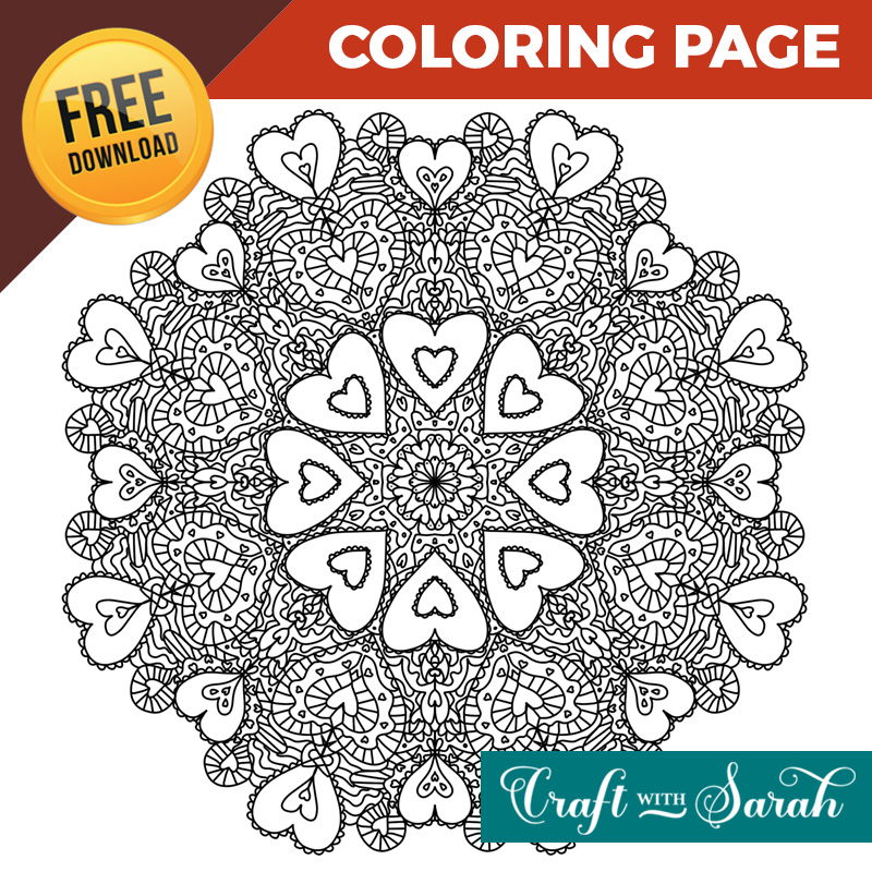 Free Valentine’s Day Mandala Coloring Page