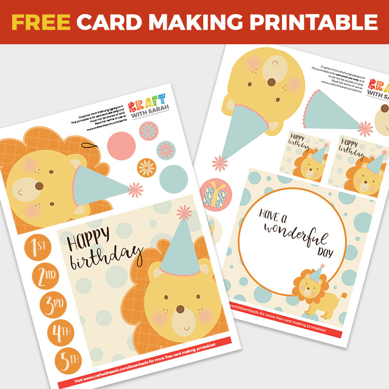 Free Birthday Lion Quick Card Printable