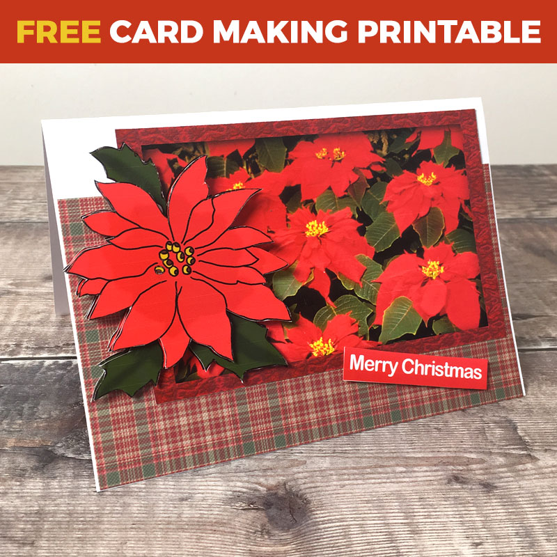 Free Poinsettia Christmas Decoupage Card