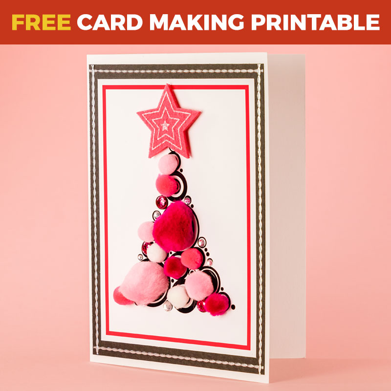 Free Pink Pompom Tree Card