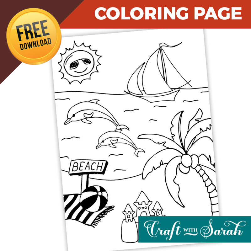 Free Summer Beach Coloring Page