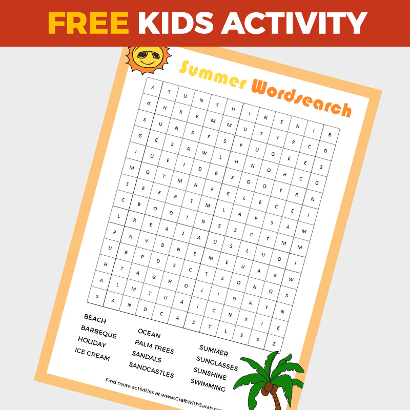 Free Summer Wordsearch Printable