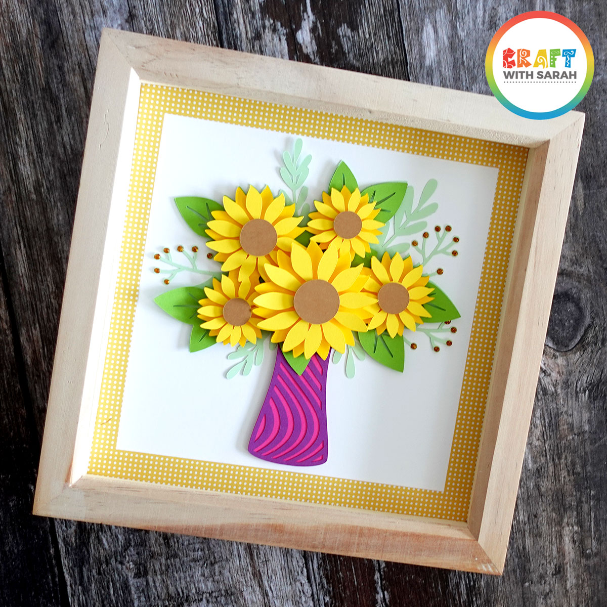 Sunflower Vase Free Layered SVG - Craft with Sarah