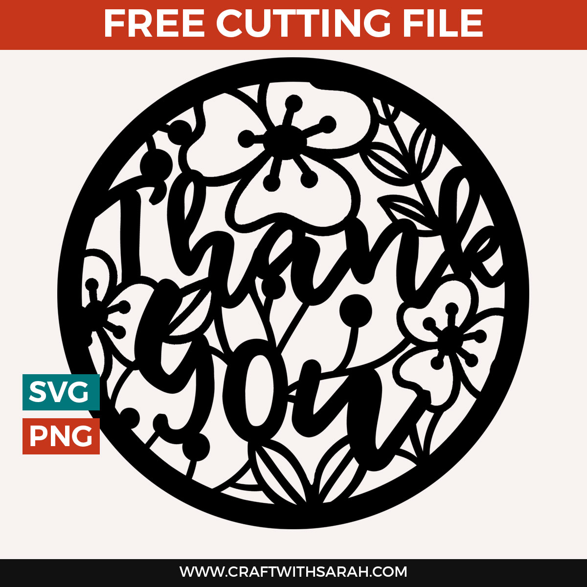Free Floral Thank You Circle Free SVG