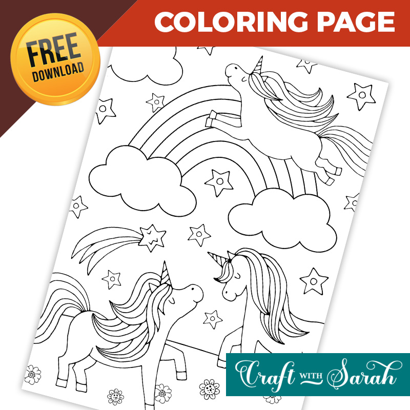 Free Rainbow Unicorns Coloring Page