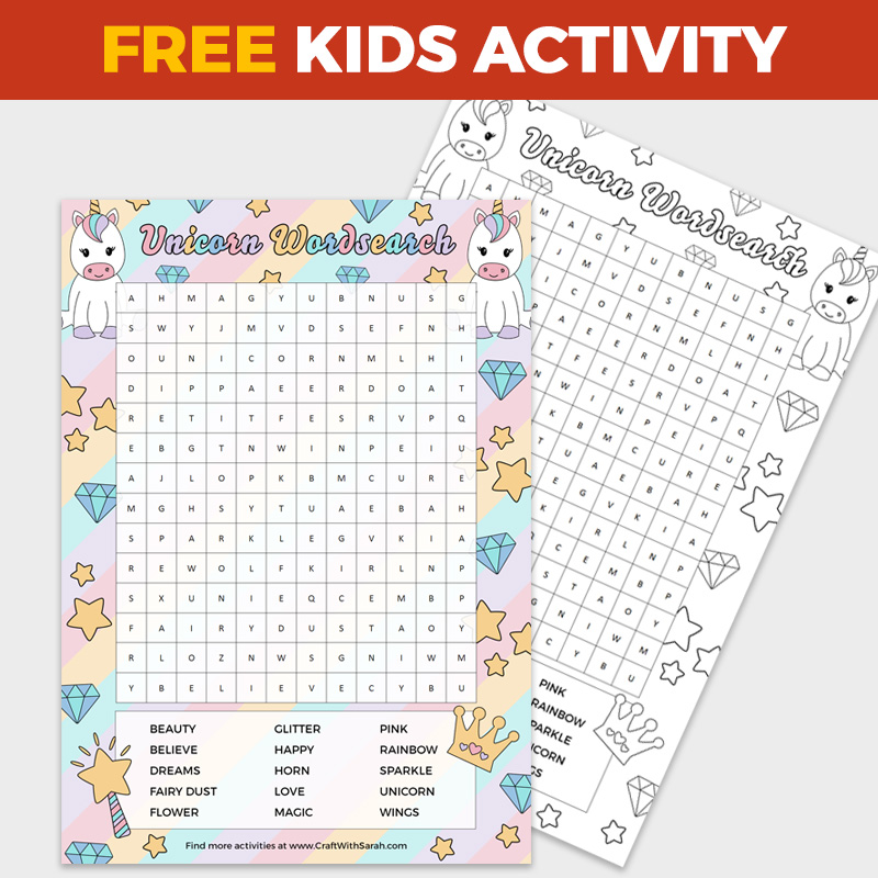 Free Unicorn Word Search Printable