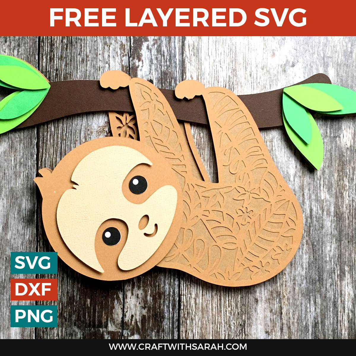 Download Free Sloth Layered Svg Craft With Sarah