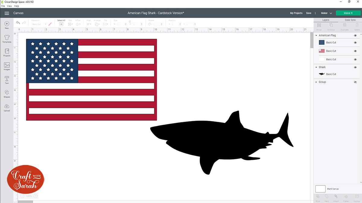 Cricut Access images of shark and American flag