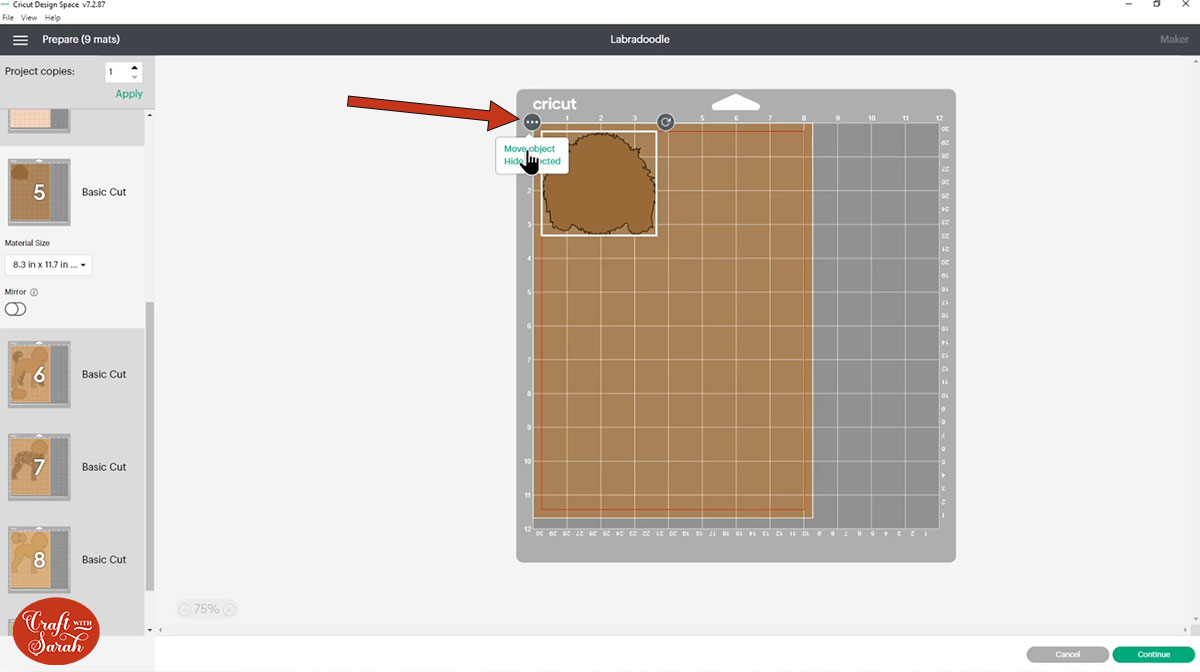 Move object to a different mat