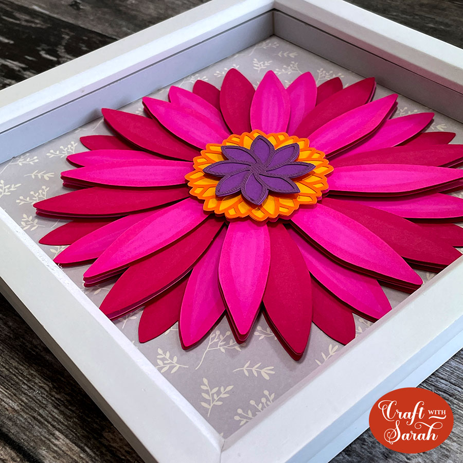 Gerbera paper flower shadow box