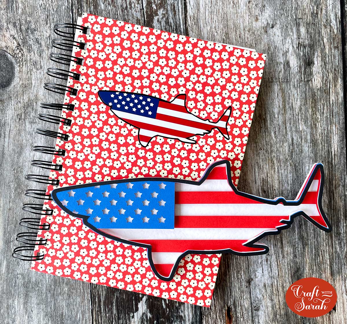 American flag shark made with Cricut Design Space