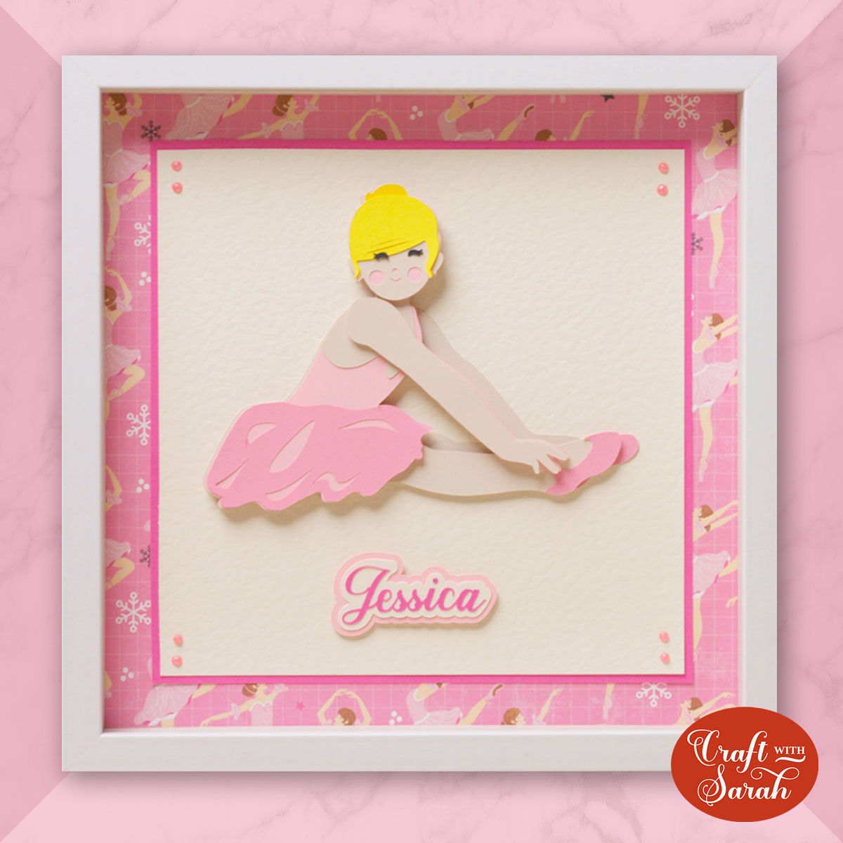 Layered ballerina SVG in shadow box frame