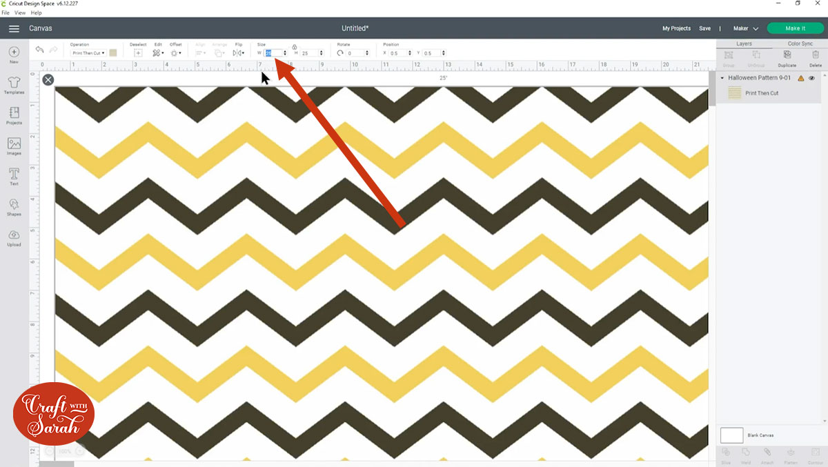 Resize the pattern in Design Space