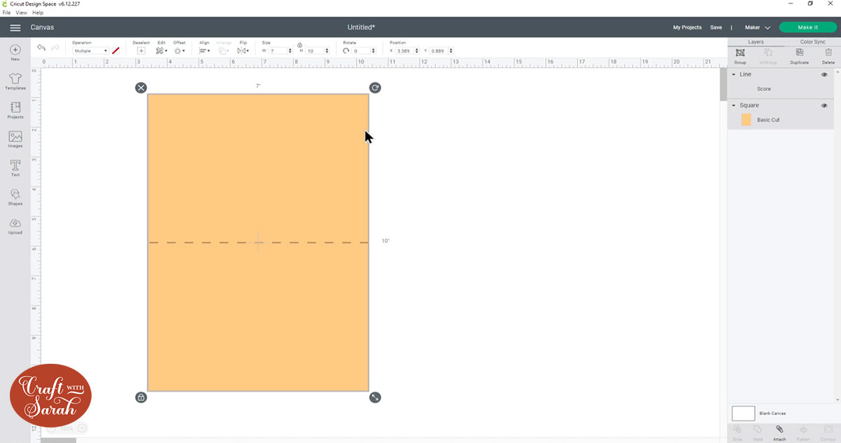 Align the score line in the center of the rectangle