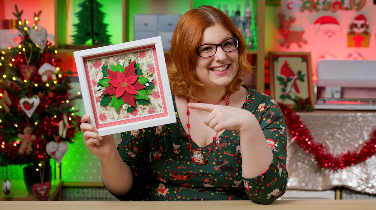 Layered Poinsettia Shadow Box for Christmas