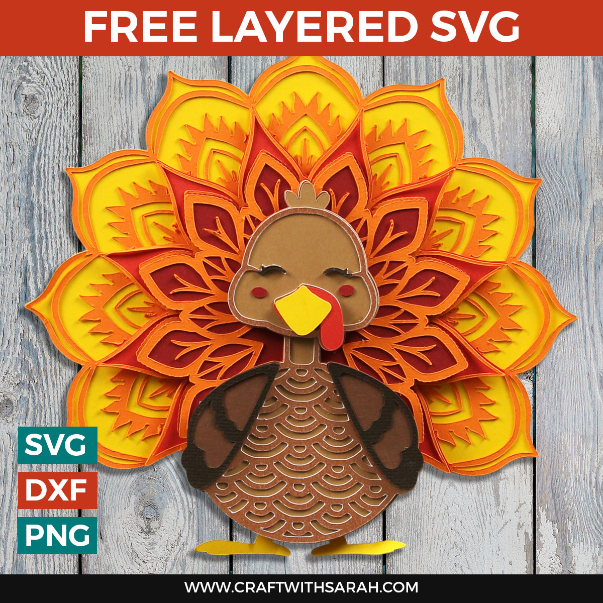 Free Layered Turkey SVG for an Easy Thanksgiving Craft with Paper