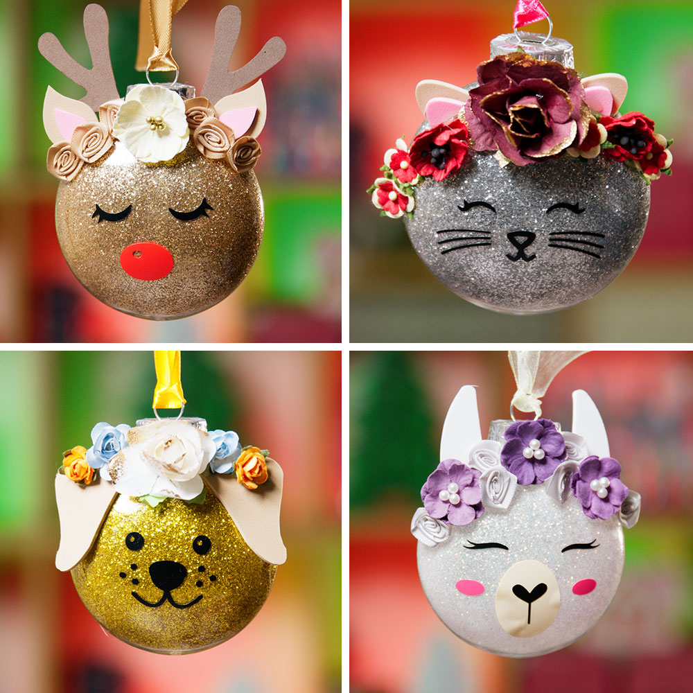 Animal glitter ornaments