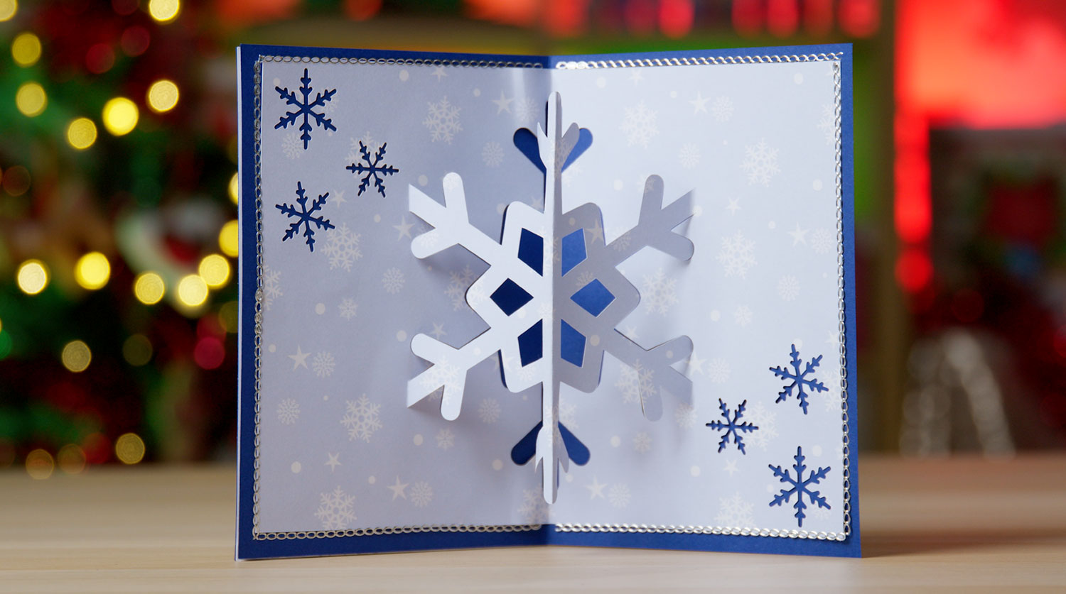 3D Pop Up Christmas Card with Snowflakes