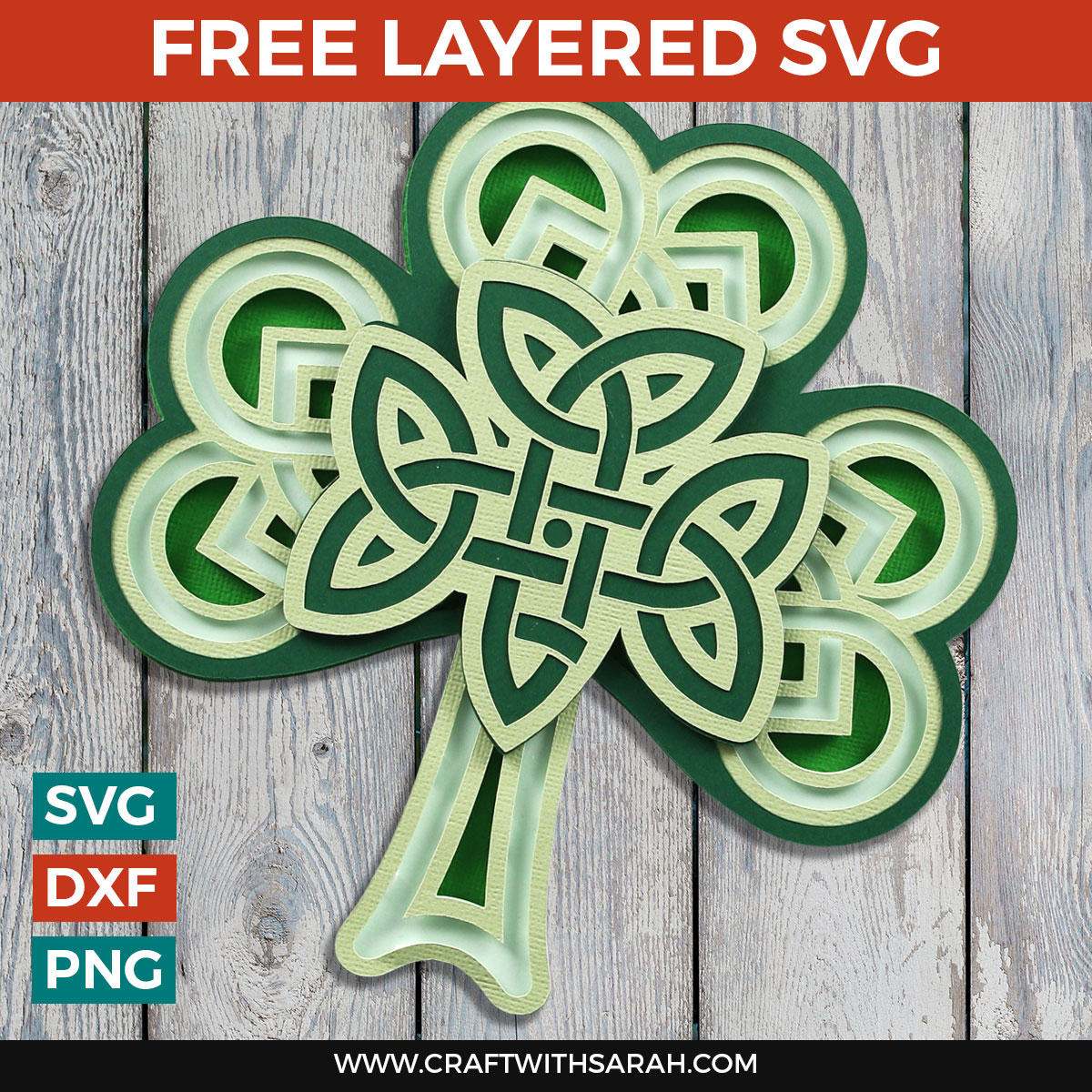 Free Layered Shamrock SVG ☘️ Celtic Shamrock Cut File