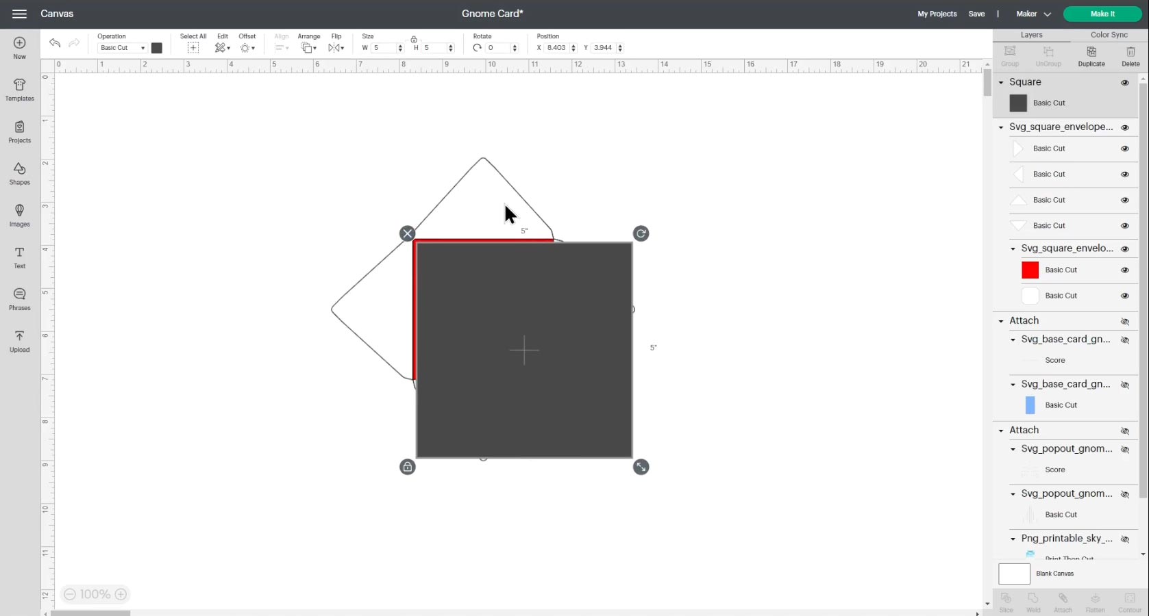 Create a 5 inch square