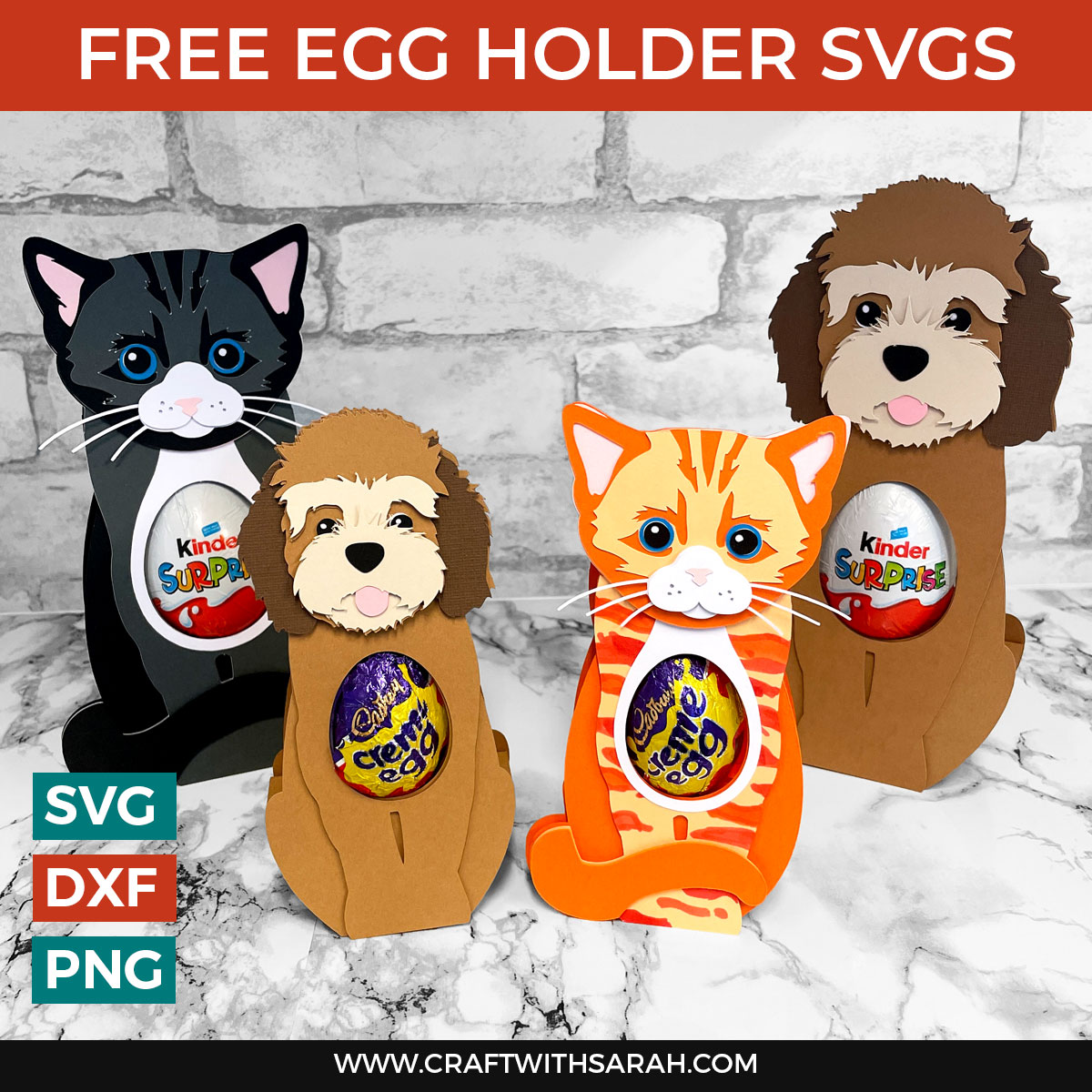 Free Egg Holder SVGs 🐶 Cat & Dog Easter Egg Holders for Cricut