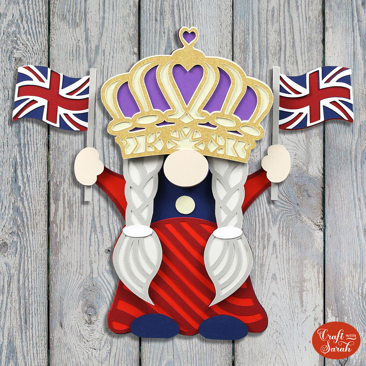 Free Platinum Jubilee SVG đź‘‘ Make an Adorable Royal Gnome - Craft with Sarah