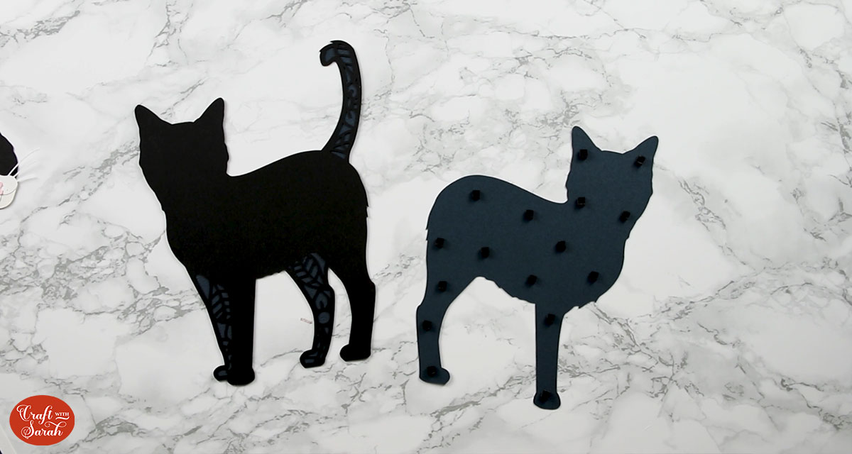 Black foam squares on the cat