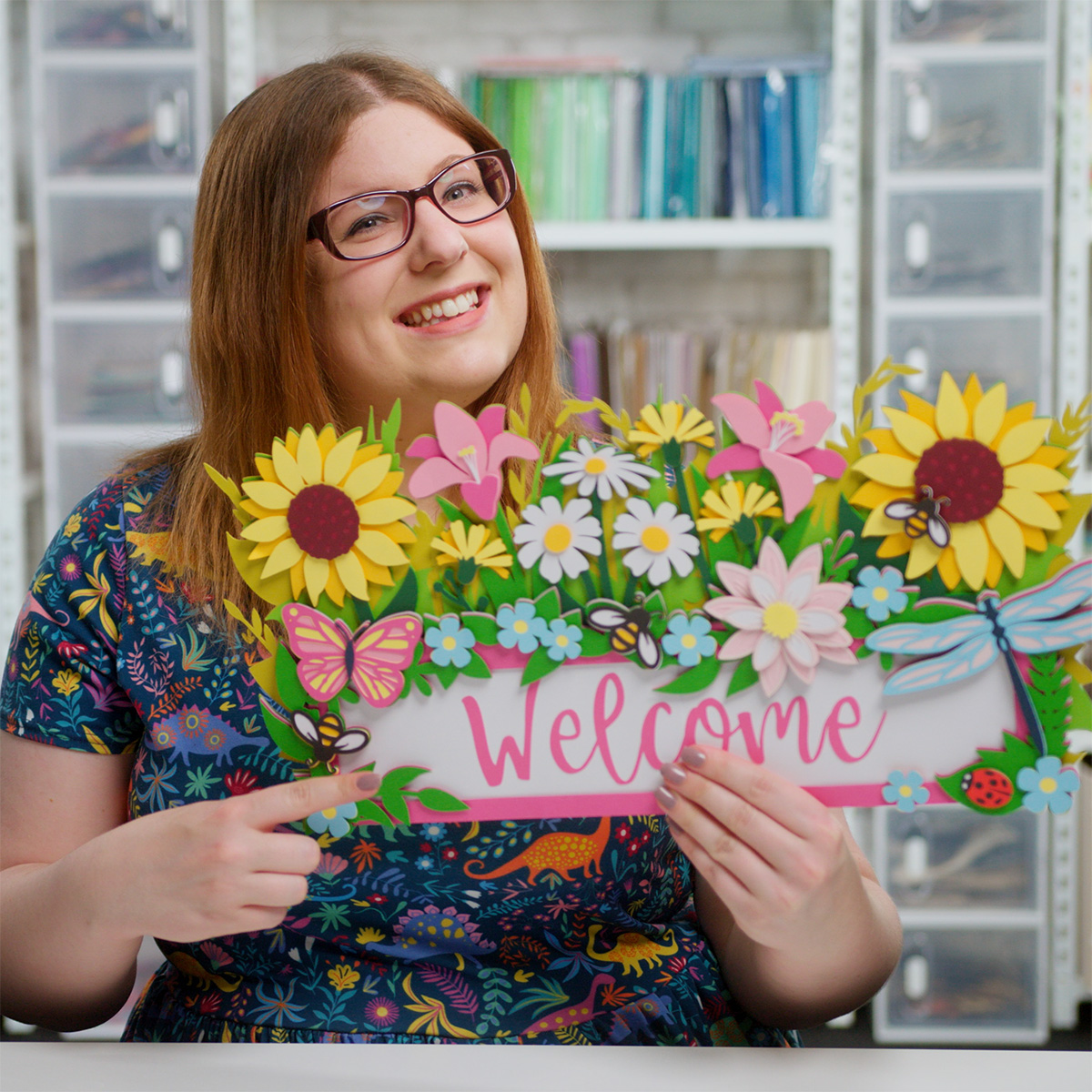 Make Giant Paper Flowers for Summer with this Off-the-Mat Welcome Sign