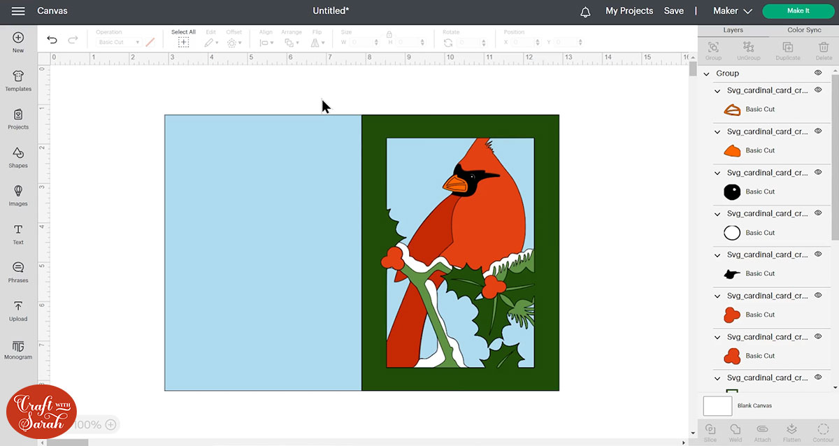 Card ready to cut