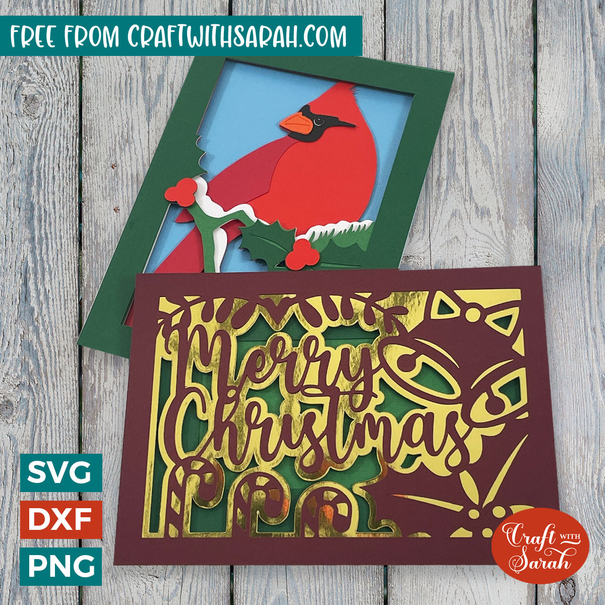Layered Christmas card SVGs