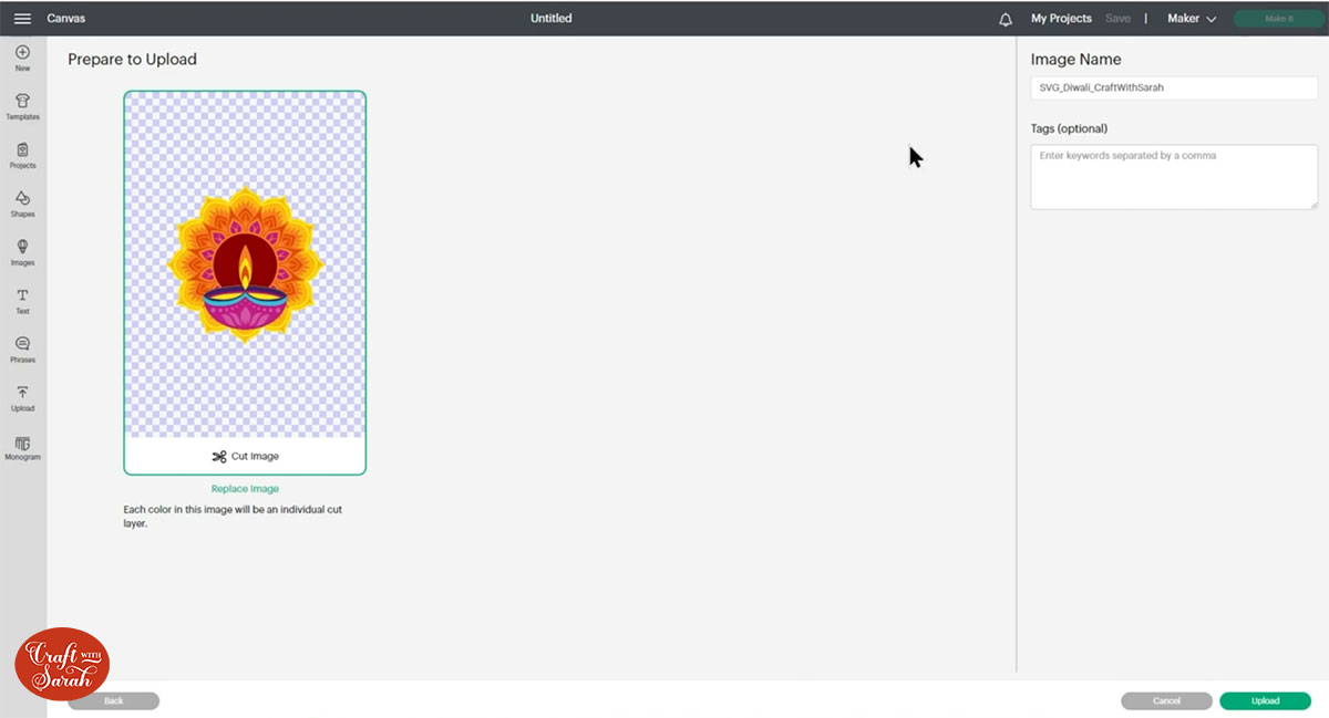 Upload SVG into Design Space