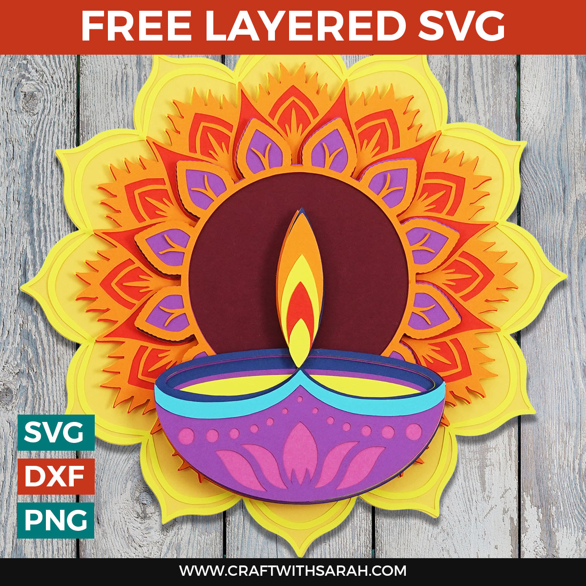 Free SVG! 🪔 Mandala Diya Lamp for Diwali